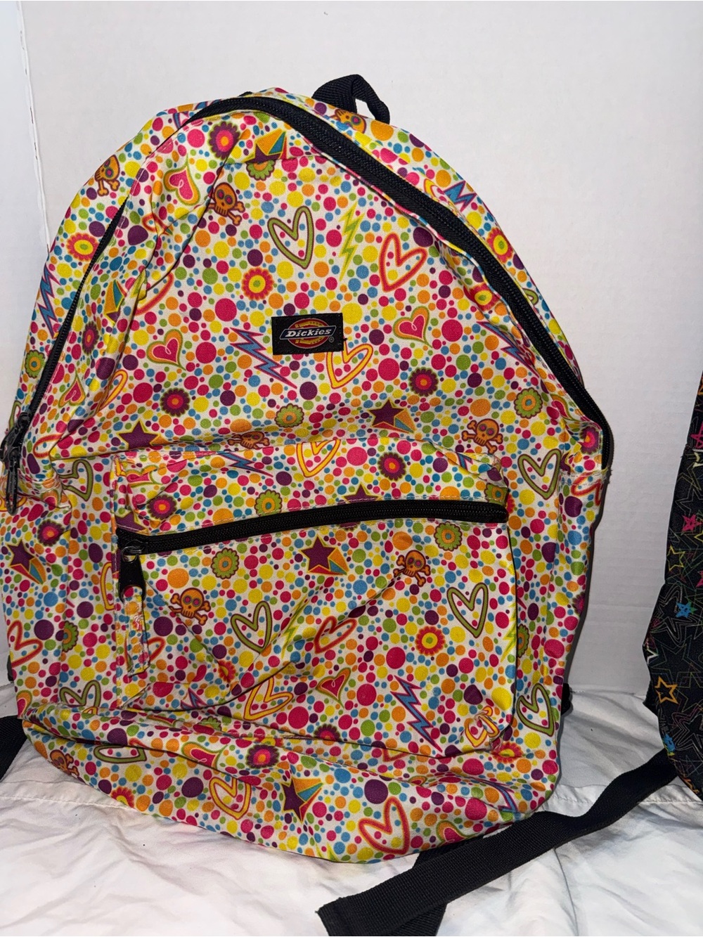 Dickies Yellow Multicolor Heart & Dot Print Backpack